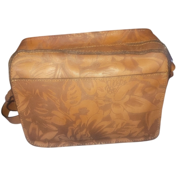 Patricia Nash Vintage Maxela Twist Lock Laser Floral Tan Leather Crossbody Bag - Picture 4 of 10